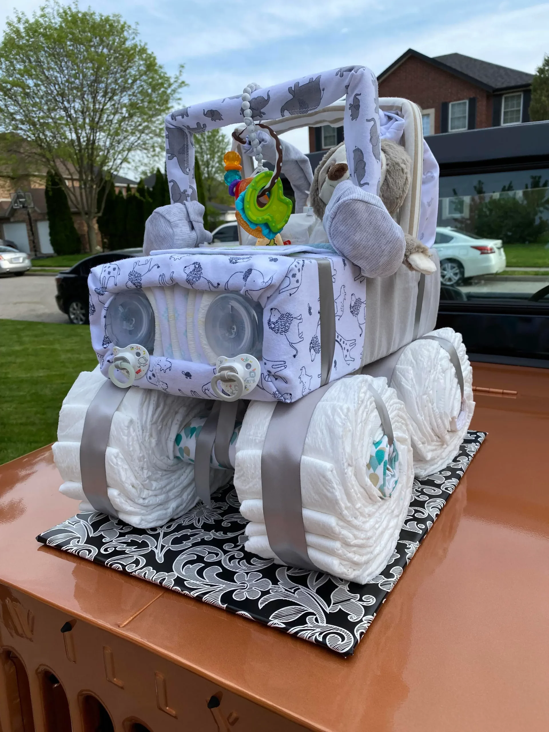 how to make a diaper jeep cake